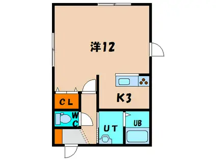 イーグル美原(1K/2階)の間取り写真