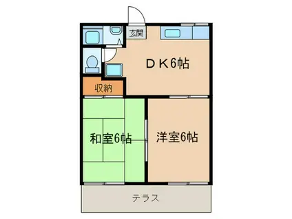 ラ.フォーレ竜美ケ丘(2DK/1階)の間取り写真