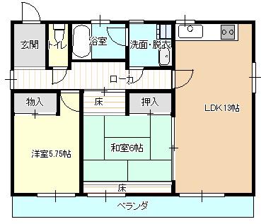 クレスト(2LDK/3階)の間取り写真