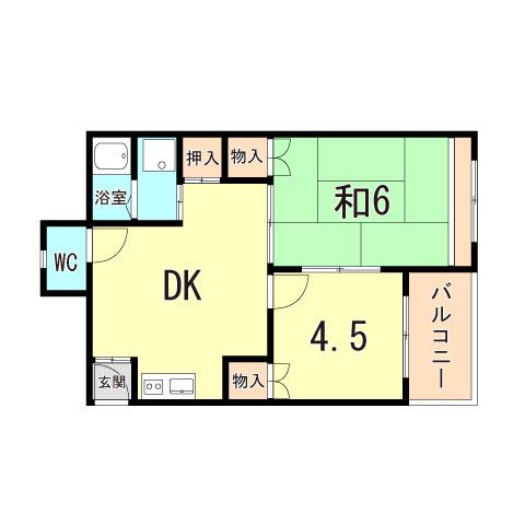 正井ビル(2DK/2階)の間取り写真