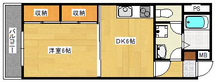 フロール神原(1DK/2階)の間取り写真
