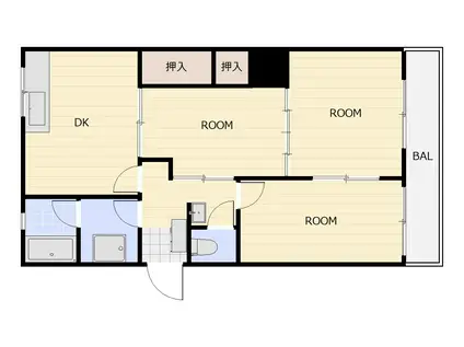 ラ・トゥール屋島百石(3DK/2階)の間取り写真