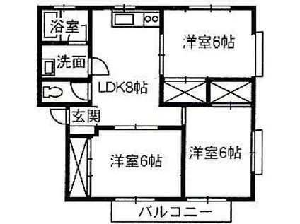 ファミーユ新涯 E・F(3LDK/2階)の間取り写真