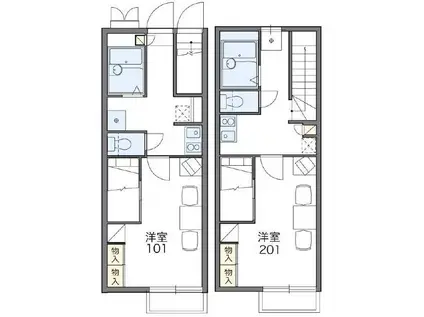 レオパレスKOMETAKE(1K/2階)の間取り写真