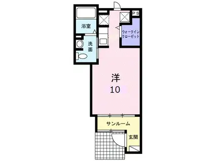 メゾン ド フルールII(ワンルーム/1階)の間取り写真