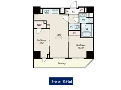 グランパセオ浅草橋(2LDK/8階)の間取り写真