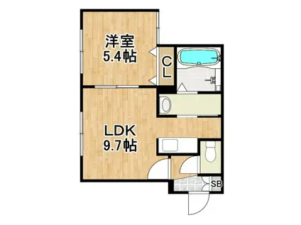 アマン恵庭(1LDK/2階)の間取り写真