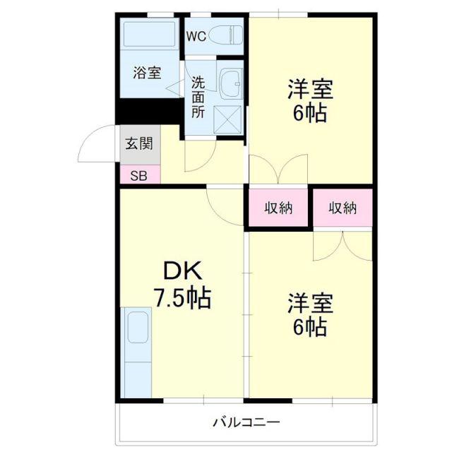 豊田ヒルズ(2DK/4階)の間取り写真