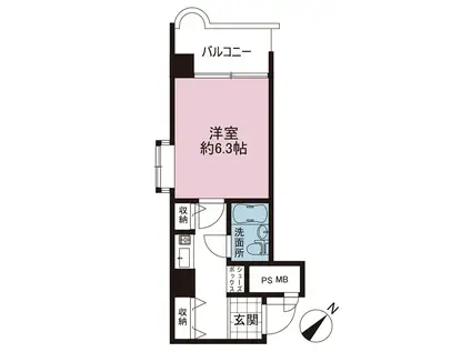 ライオンズステーションプラザ磯子(1K/9階)の間取り写真