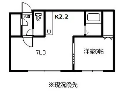 JR函館本線 旭川駅 車で8分 2階建 築23年(1DK/1階)の間取り写真