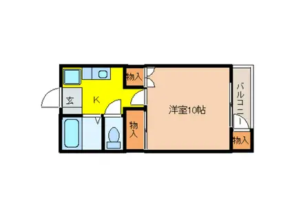 ロフティ西住(1K/1階)の間取り写真