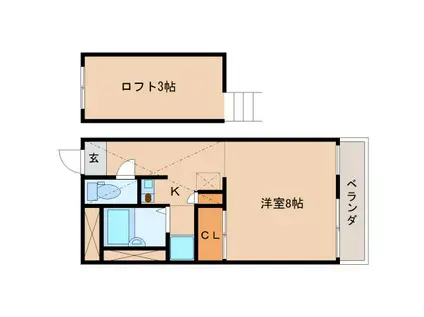 レオパレス21 たかがき(1K/2階)の間取り写真