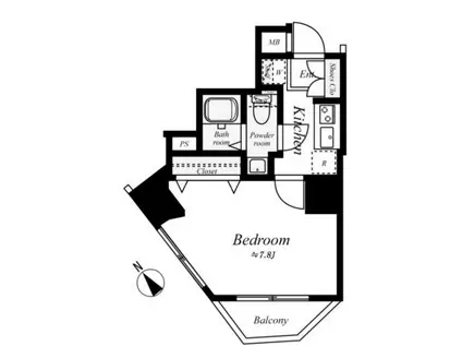 メイクスデザイン入谷(1K/3階)の間取り写真