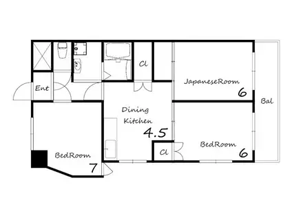 ハイツ・サニーライフ(3DK/1階)の間取り写真