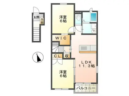 クレア II(2LDK/2階)の間取り写真