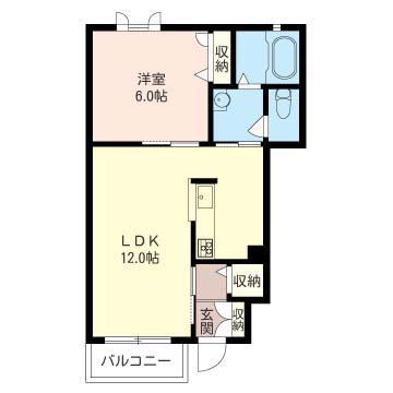 リヴェール三鷹 1号館(1LDK/1階)の間取り写真