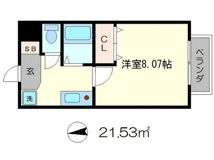 ジョヴィアルII(1K/1階)の間取り写真