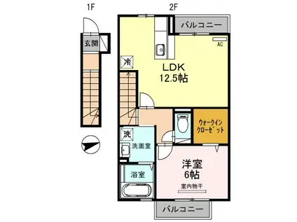 パルテール小雑賀(1LDK/2階)の間取り写真