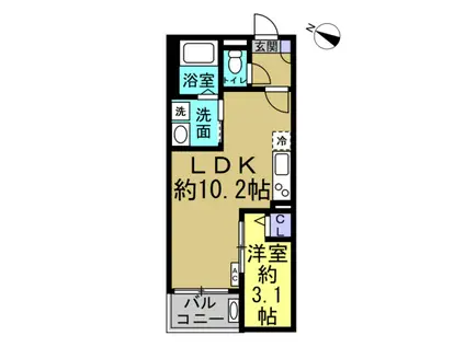 JACK SHINCHI II(1LDK/3階)の間取り写真