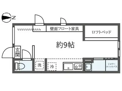 CENT4CE(ワンルーム/2階)の間取り写真
