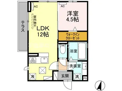 メゾン・ド・エール(1LDK/1階)の間取り写真