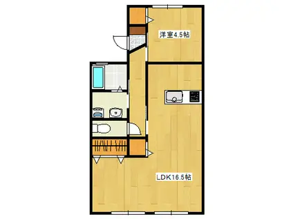 サザンクロス岡(1LDK/2階)の間取り写真