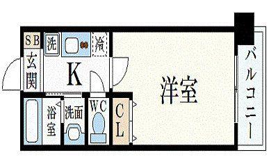 レジディア三宮東(1K/4階)の間取り写真