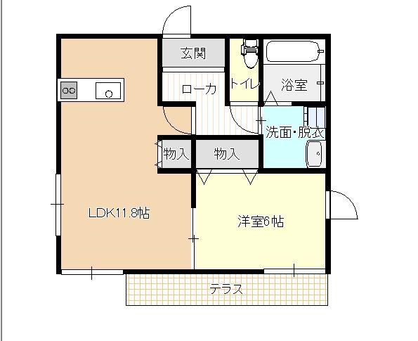 ディアコート平松(1LDK/1階)の間取り写真
