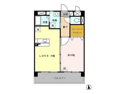 レ・フレール イタキチ(1LDK/3階)の間取り写真