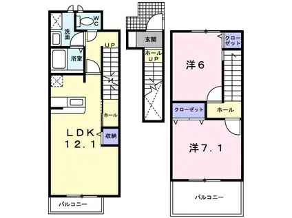グレイスフルフィールドI(2LDK/2階)の間取り写真