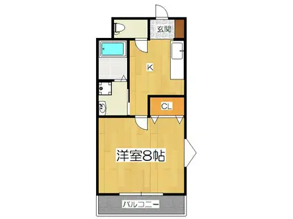 プティフルール(1K/2階)の間取り写真