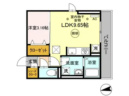 プレミエール御井町(1LDK/1階)の間取り写真