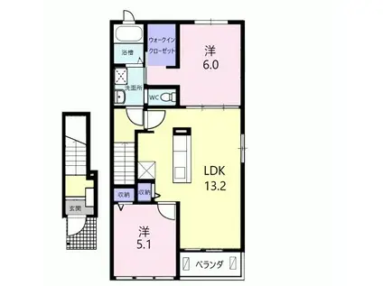 ルピナスI(2LDK/2階)の間取り写真