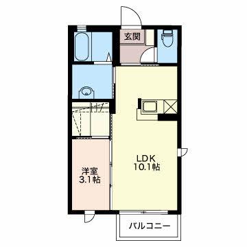 クラヴィエ二の宮(1LDK/2階)の間取り写真