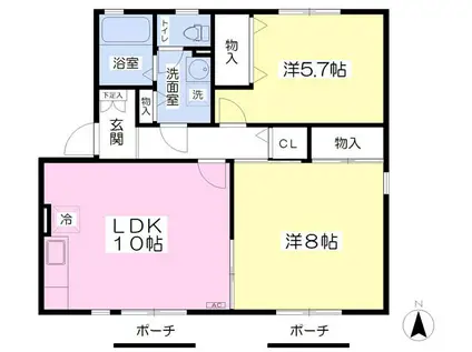 メゾンハーモニーB(2LDK/1階)の間取り写真