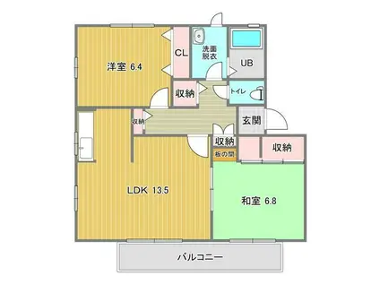 フレグランス淡窓B(2LDK/2階)の間取り写真