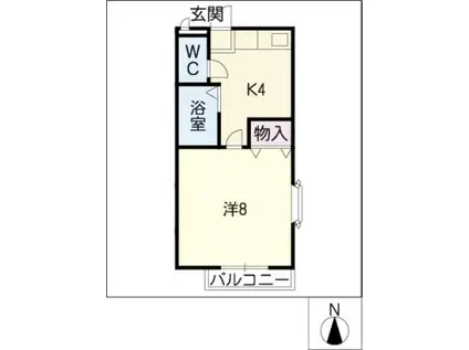 パークサイド左京山(1K/1階)の間取り写真