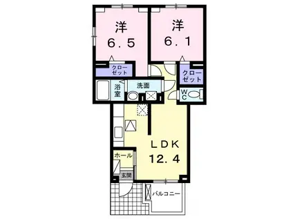 ラ・ローザ(2LDK/1階)の間取り写真