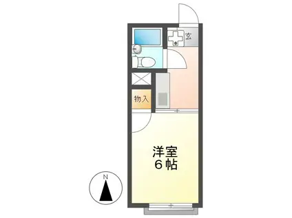 ジュネス中川(1K/2階)の間取り写真