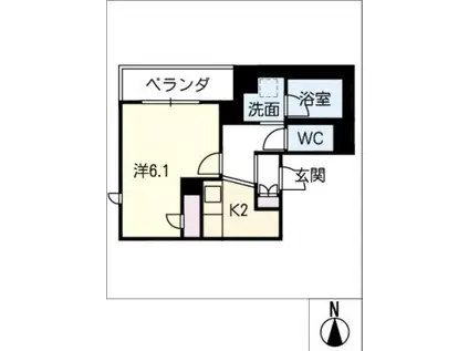 グランドゥール高蔵寺(1K/2階)の間取り写真