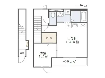 シェルル鏡(1LDK/2階)の間取り写真