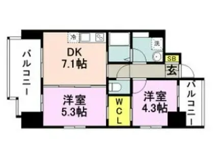 SHO STYLE HAKATAショースタイルハカタ(2DK/6階)の間取り写真