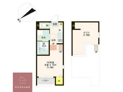 NEXSTAGE 大桐(1K/2階)の間取り写真