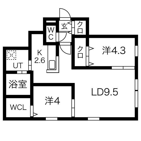 地下鉄東西線 発寒南駅 徒歩7分 4階建 築5年(2LDK/2階)の間取り写真