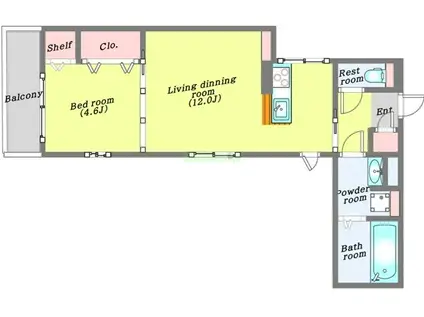 DーROOM銀杏町II(1LDK/2階)の間取り写真