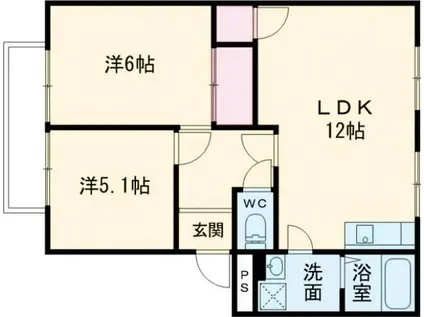 ラ・フォーレ2番館(2LDK/1階)の間取り写真