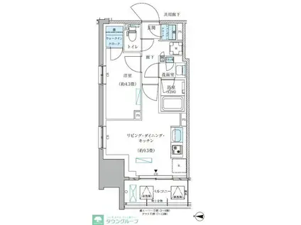 パークアクシス西大島コンフォートスクエア(1LDK/6階)の間取り写真