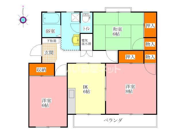 JR鳴門線 鳴門駅 徒歩11分 4階建 築38年(3DK/4階)の間取り写真