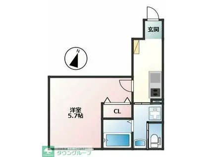 キトラハイム大和(1K/3階)の間取り写真