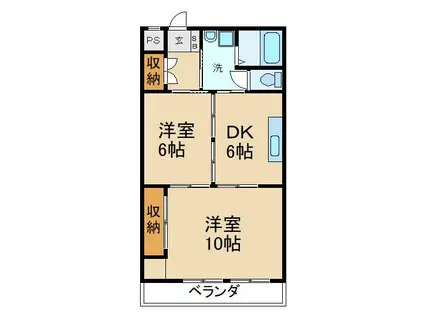 富田マンション(2DK/1階)の間取り写真